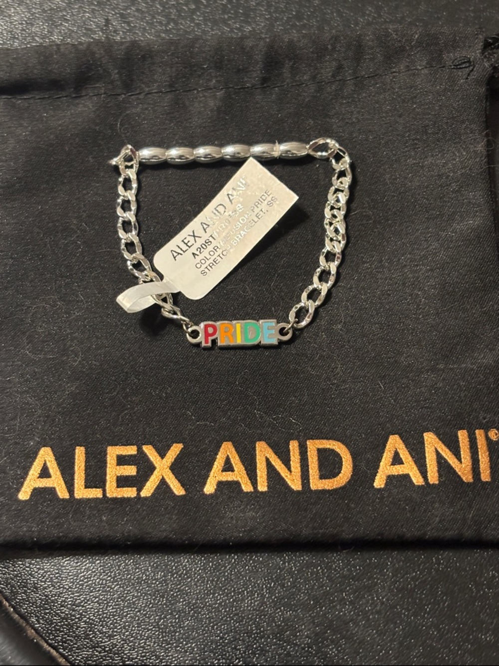 Alex and Ani Silver Stretch Rainbow PRIDE Chain Bracelet